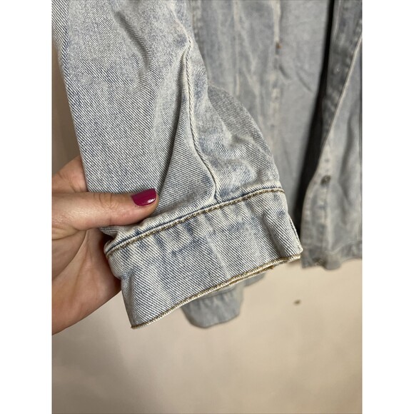 Guess Los Angeles Size L Light Wash Vintage Denim Jacket Mens/Unisex Long - Picture 4 of 9